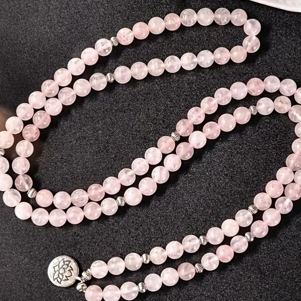 LOVE Genuine Rose Quartz Mala -Reiki Charged